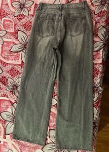 Grey Wide Leg Denim Jeans
