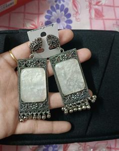 Elegant White Stone Dangle Earrings