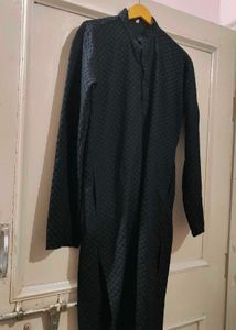 Black Textured Kurta