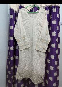 Elegant White Kurta Set with Floral Dupatta