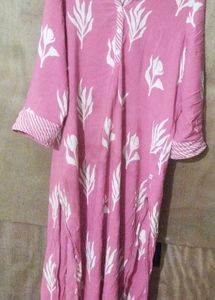Pink Floral Print women's Long kurta