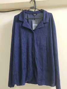Shein Navy Textured Shirt &amp; pyajama Nightsuit