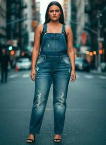 Stylish Distressed Denim Overalls for Women