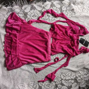 Shein coord 💞Pink Velvet Ruffle Dress