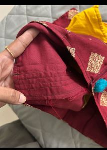 Designer Yellow &amp; Maroon Blouse