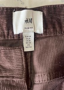 H&amp;M Brown Corduroy Trousers | Straight Fit | Excel