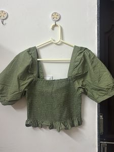 Olive green crop top