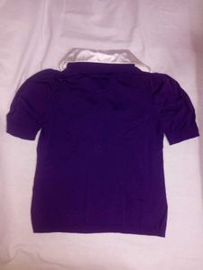 Rakhi Sale: Purple V-Neck Knit Top + white collar