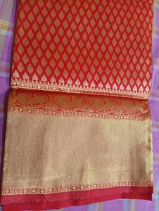 Beautiful Red And Golden Saree