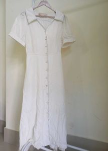 Chic White Button-Up Midi Dress