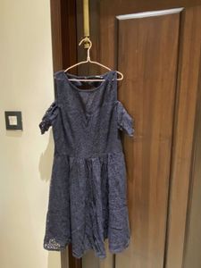 Navy Lace Cold Shoulder Dress