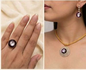 Stunning Purple &amp; Gold Jewel Set
