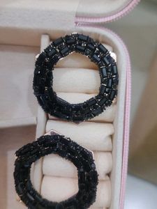 Sparkling Black Crystal Hoop Earrings