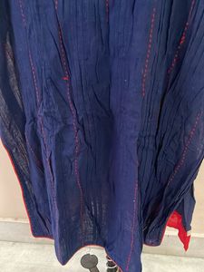 Blue Kurta with Red Accents