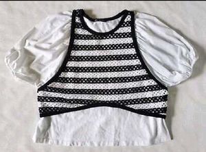 Zara Black &amp; White Mesh Top