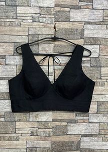 Black Deep V Neck Blouse