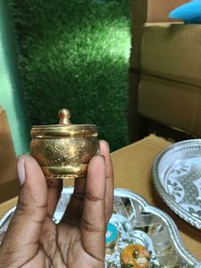 Vintage Engraved Brass kumkum box