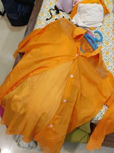 Orange Sheer Button-Up Top