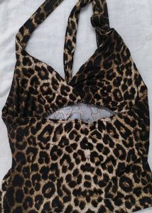 Leopard Print Halter Neck Top