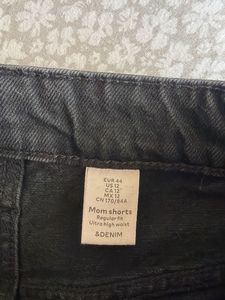 Black denim washed shorts