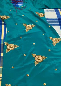 Teal &amp; Magenta Embroidered Kurta Set