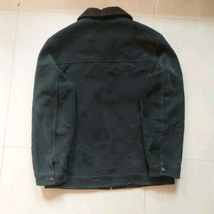 Men's Classic Dark Jacket with Fur Collar