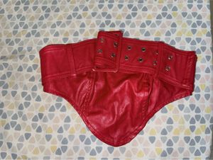 Red Faux Leather Buckle Tube Top