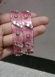 Pink & Crystal Bangle Set