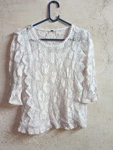 Elegant White Lace Top Layered
