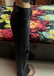 Washed Black Wide Leg Jeans