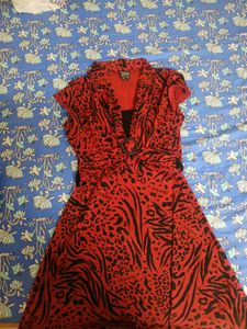 Chic Red &amp; Black Animal Print Dress