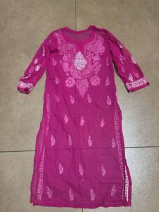 Pink mirror work Embroidered Kurta