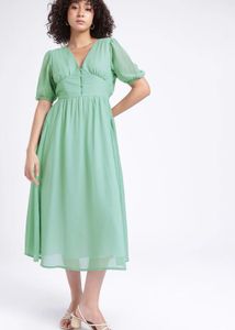 Mint Green Puff Sleeve Dress