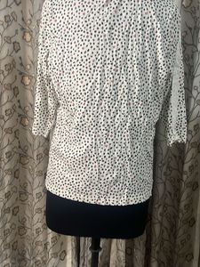 White Printed 3/4 Sleeve Top