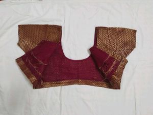 Maroon and Gold Brocade Saree Blouse