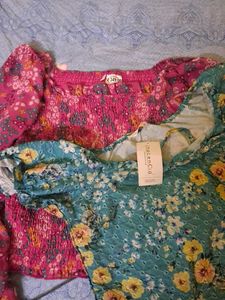 Floral Smocked Crop Tops - Set of 2