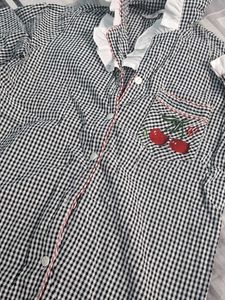 Cute Cherry Gingham Pajama Set