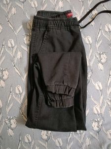 Black cargo trouser pant for men