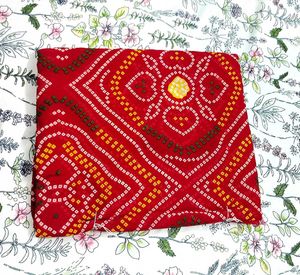 RED BANDHANI PRINT SAREE