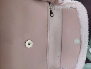 Cute Pink Clutch with Fur Trim