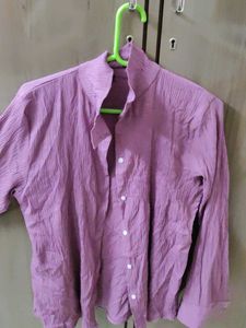 Crinkled Lavender Button-Up Shirt