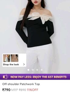 SAVANA Off-Shoulder patchwork Top