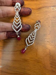 Elegant Dangle Earrings with Ruby Drops