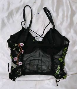 Sheer Floral Corset Top