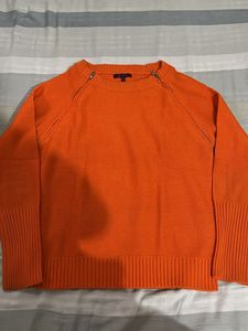Vibrant Orange Zipper Detail Sweater