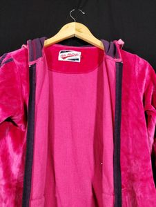 Pink Velour Zip Up Hoodie With Free 🆓 Gift 🎁