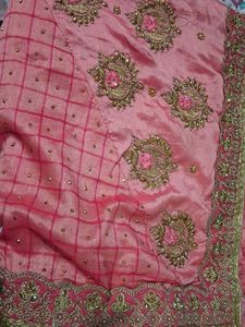 Embellished Pink Silk Saree
