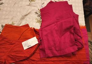 Truebrowns Red pink Jacket Kurta Set Of 3