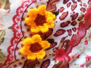 Crocheted Sunflower Hair Clip ( 2 pc )