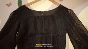 Elegant Black Sheer Dot Dress
